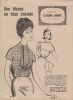 Une blouse en tissu cravate. Patron paru en supplément de l'Echo de la mode.. SUPPLEMENT A L'ECHO DE LA MODE 1960 