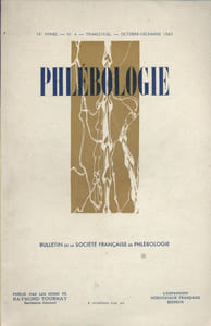 Phlébologie. 16e année. N° 4.