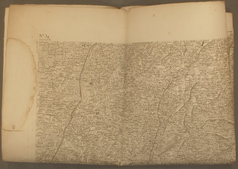 Carte de Cassini N&deg; 34 : R&eacute;gion de Tulle - Brive - Uzerche… Carte en taille douce, tirage XIXe si&egrave;cle.. CARTE DE CASSINI 