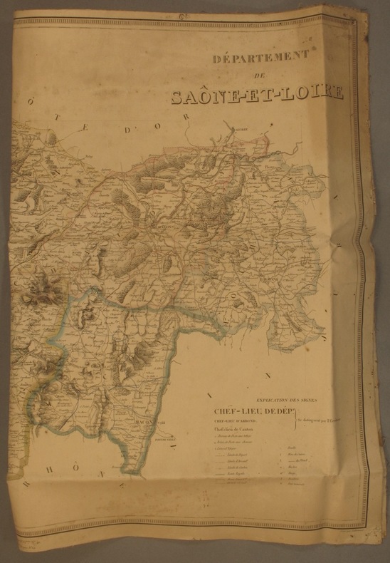 Carte du département de Saône-et-Loire, dressée par A.H. Dufour. Echelle 1 250 000. Avec une notice statistique par Adrien Guibert.. DUFOUR A.H. - ...