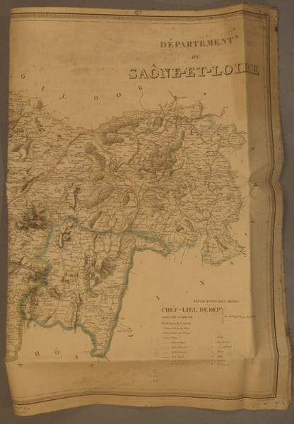 Carte du d&eacute;partement de Sa&ocirc;ne-et-Loire, dress&eacute;e par A.H. Dufour. Echelle 1 250 000. Avec une notice statistique par Adrien Guibert.. DUFOUR A.H. - ...