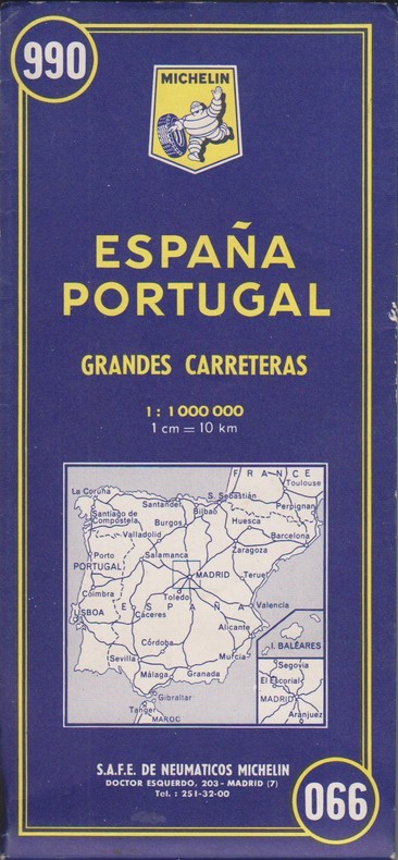 Ancienne Carte Michelin N° 990 : Espagne. Portugal. Grandes routes. Carte au 1 000.000e. Grandes carreteras.. CARTE MICHELIN 