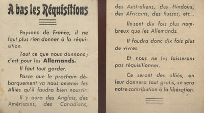 Tract probablement vichyste sur les réquisitions.