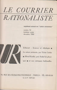 Le Courrier rationaliste 13e année. Numéros 8-10-11-12. Supplément mensuel aux cahiers rationalistes.