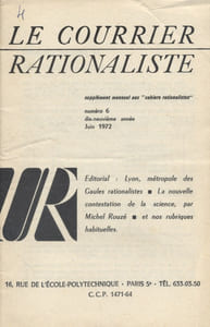 Le Courrier rationaliste 19e année N° 6. Supplément mensuel aux cahiers rationalistes.