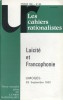 Les cahiers rationalistes N° 465 : Laïcité et francophonie.. LES CAHIERS RATIONALISTES 