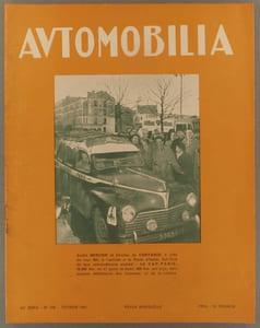Automobilia N° 536. Mensuel. En couverture André Mercier et Charles de Cortanze avec leur 203 de retour du Cap (16 000 km en 17 jours).