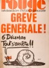 Rouge N° 231. Hebdomadaire de la ligue communiste. Grève générale - 6 décembre, tout s'arrête !!. ROUGE 