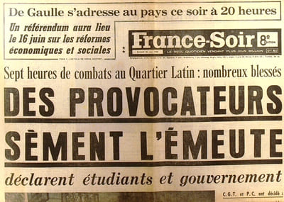 France soir. 25 mai 1968. 8e édition **. Des procateurs sèment l'émeute.