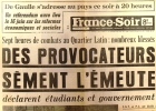 France soir. 25 mai 1968. 8e édition **. Des procateurs sèment l'émeute.. FRANCE-SOIR 25 mai 1968 