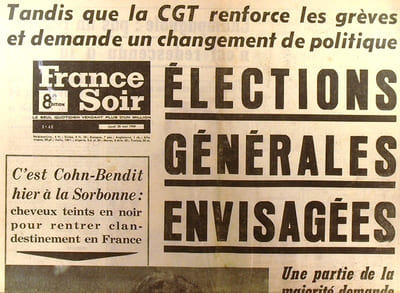 France soir. 30 mai 1968. 8e édition. Elections générales envisagées.