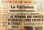 Le Parisien libéré. 10 juin 1968. Je demande aux parents d'envoyer leurs enfants à l'école…. LE PARISIEN LIBERE 