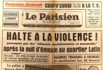 Le Parisien libéré. 12 juin 1968. Halte à la violence!. LE PARISIEN LIBERE 