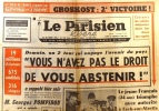 Le Parisien libéré. 29 et 30 juin 1968. Vous n'avez pas le droit de vous abstenir!. LE PARISIEN LIBERE 