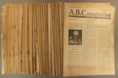 A.B.C. Magazine. Mensuel artistique et littéraire. 1936-1939. Série incomplète: Années 1936 et 1938 complètes. 3 numéros de 1937. 5 numéros de 1939.