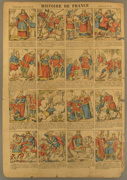 Histoire de France. Imagerie Nouvelle. Feuille N&deg; 2. De Clovis &agrave; Dagobert.. HISTOIRE DE FRANCE 