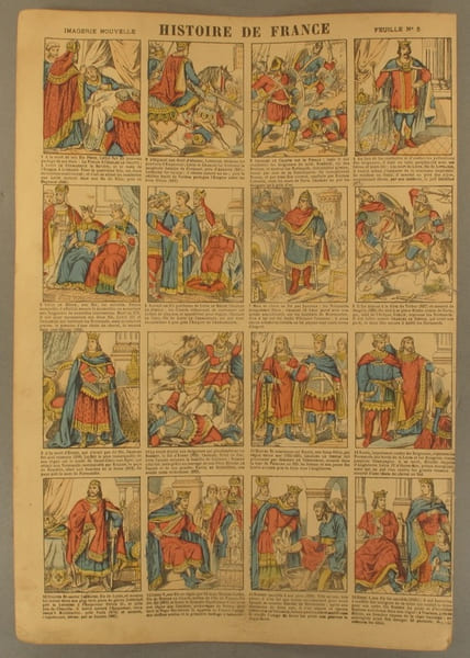 Histoire de France. Imagerie Nouvelle. Feuille N&deg; 5. De Charles le Chauve &agrave; Henri Ier.. HISTOIRE DE FRANCE 