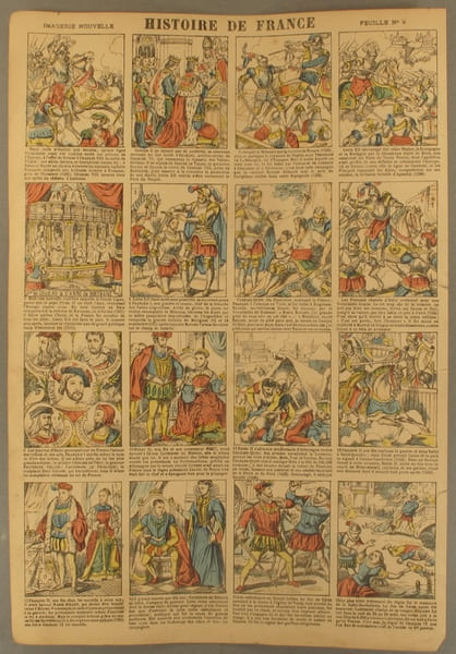 Histoire de France. Imagerie Nouvelle. Feuille N&deg; 9. De Charles VIII &agrave; la Saint Barth&eacute;l&eacute;my.. HISTOIRE DE FRANCE 