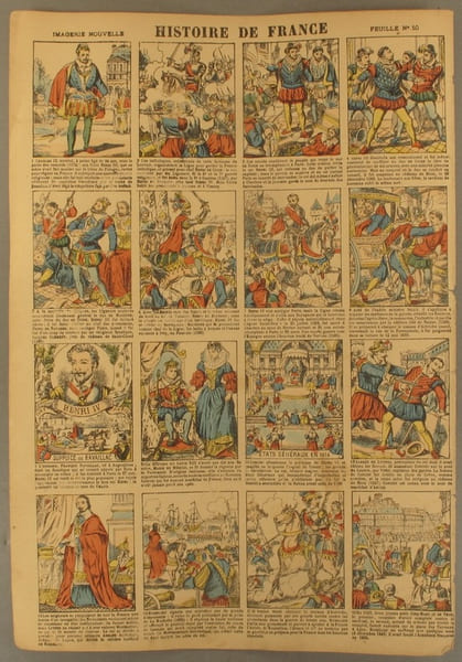 Histoire de France. Imagerie Nouvelle. Feuille N&deg; 10. De Charles IX &agrave; Richelieu.. HISTOIRE DE FRANCE 