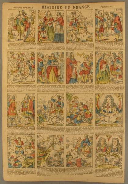 Histoire de France. Imagerie Nouvelle. Feuille N&deg; 11. De Louis XIII &agrave; Louis XIV.. HISTOIRE DE FRANCE 