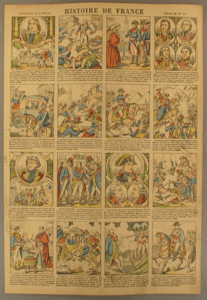 Histoire de France. Imagerie Nouvelle. Feuille N&deg; 15. De Marceau &agrave; Napol&eacute;on Ier.. HISTOIRE DE FRANCE 