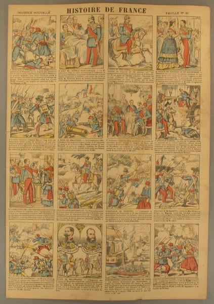 Histoire de France. Imagerie Nouvelle. Feuille N&deg; 20. De la bataille d'Inkermann &agrave; celle de Palikao.. HISTOIRE DE FRANCE 