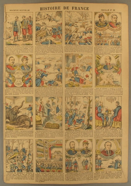 Histoire de France. Imagerie Nouvelle. Feuille N&deg; 23. De la capitulation de Metz au second si&egrave;ge de Paris.. HISTOIRE DE FRANCE 