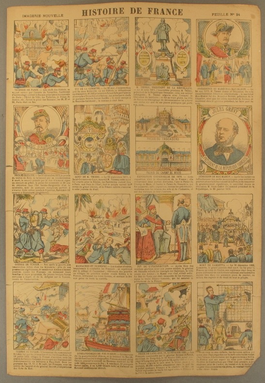 Histoire de France. Imagerie Nouvelle. Feuille N° 24. De la Commune à 1885.. HISTOIRE DE FRANCE 