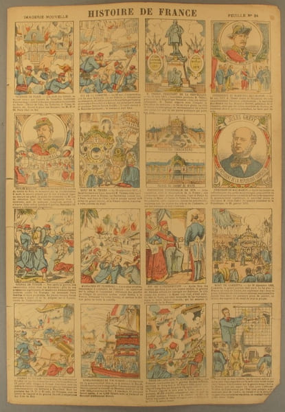 Histoire de France. Imagerie Nouvelle. Feuille N&deg; 24. De la Commune &agrave; 1885.. HISTOIRE DE FRANCE 