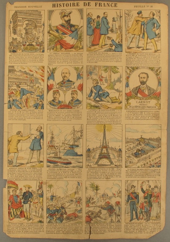 Histoire de France. Imagerie Nouvelle. Feuille N° 25. Des funérailles de Victor Hugo à 1891 en Russie.. HISTOIRE DE FRANCE 