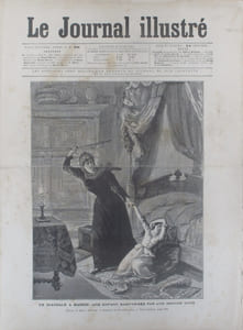 Le Journal illustré. Gravure à la Une : Une enfant martyrisée par une grande dame à Madrid. Gravure intérieure double page : Catastrophe ferroviaire de Moenchenstein (près Bâle).
