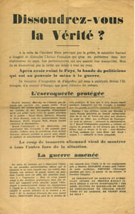 Dissoudrez-vous la vérité? Tract imprimé à Bordeaux contre la dissolution de l'Action Française.