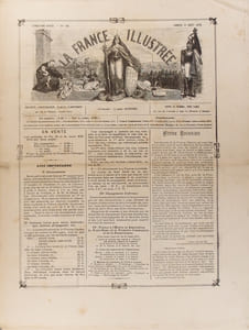 La France illustrée N° 196. Gravures intérieures : Portrait d'Abel Rainbeaux, de M. de Villemessant, de M. Saint-Genest et de Cham - Vue de l'orphelinat d'Auteuil à vol d'oiseau (double page)…