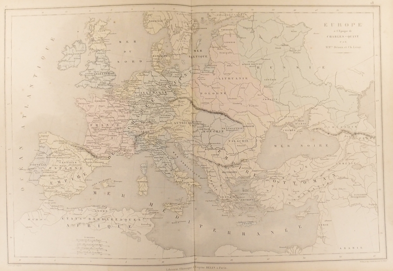 Carte de l'Europe à l’époque de Charles-Quint. Carte extraite de l'Atlas universel et classique de géographie ancienne, romaine, du moyen âge, moderne ...