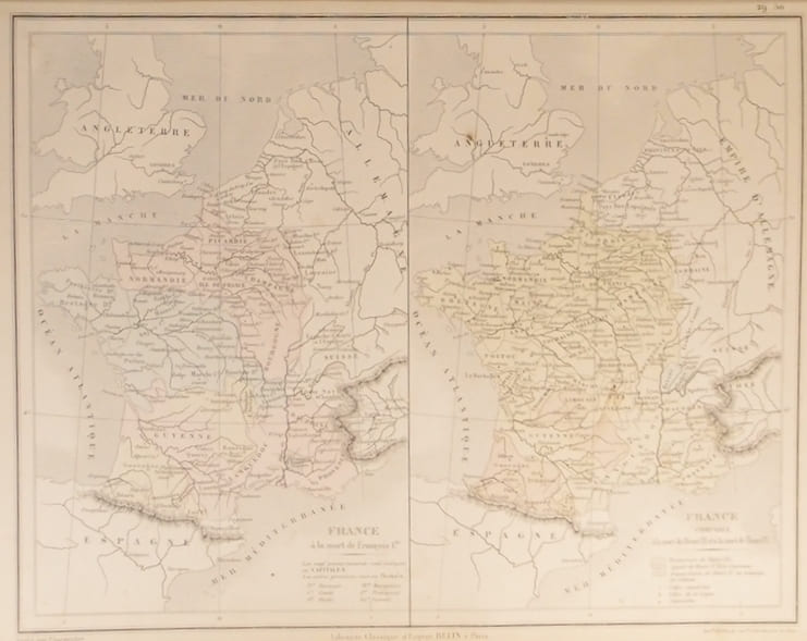 Cartes : France &agrave; la mort de Fran&ccedil;ois Ier — France compar&eacute;e &agrave; la mort de Henri III et &agrave; la mort de Henri IV. Carte extraite de l'Atlas universel et ...