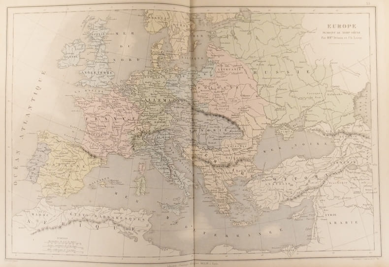 Carte de l'Europe pendant le XVIIIe si&egrave;cle. Carte extraite de l'Atlas universel et classique de g&eacute;ographie ancienne, romaine, du moyen &acirc;ge, moderne et ...