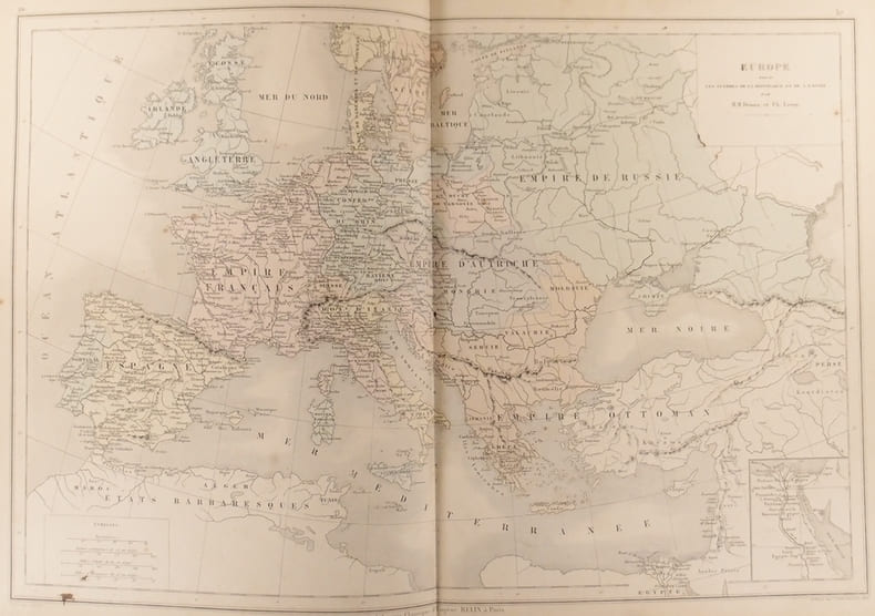 Carte de l'Europe pour les guerres de la R&eacute;publique et de l'Empire. Carte extraite de l'Atlas universel et classique de g&eacute;ographie ancienne, romaine, ...