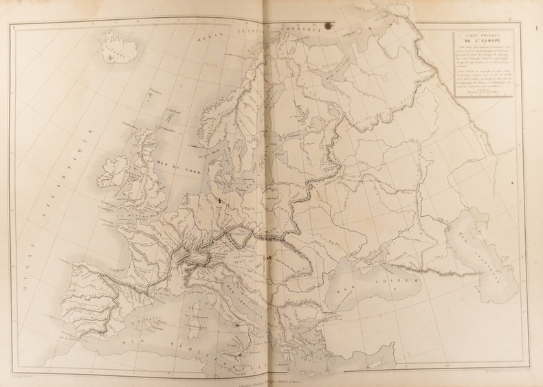 Carte physique de ['Europe. Carte extraite de l'Atlas universel et classique de géographie ancienne, romaine, du moyen âge, moderne et contemporaine.. ...