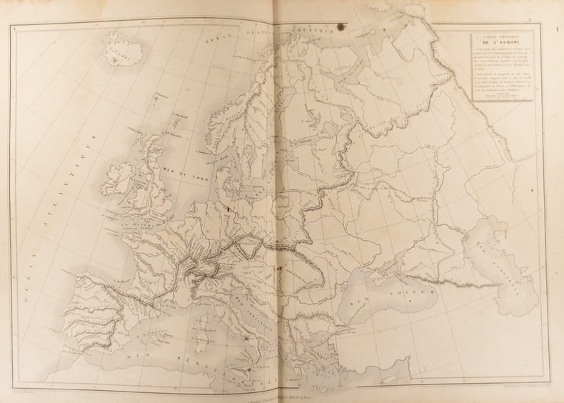 Carte physique de ['Europe. Carte extraite de l'Atlas universel et classique de g&eacute;ographie ancienne, romaine, du moyen &acirc;ge, moderne et contemporaine.. ...