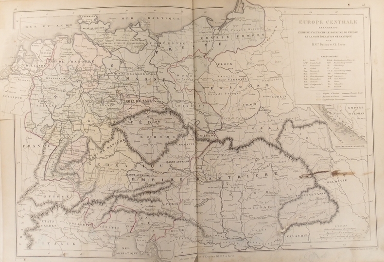 Carte de l'Europe centrale, renfermant l’empire d’Autriche, le royaume de Prusse et la confédération germanique. Carte extraite de l'Atlas universel ...