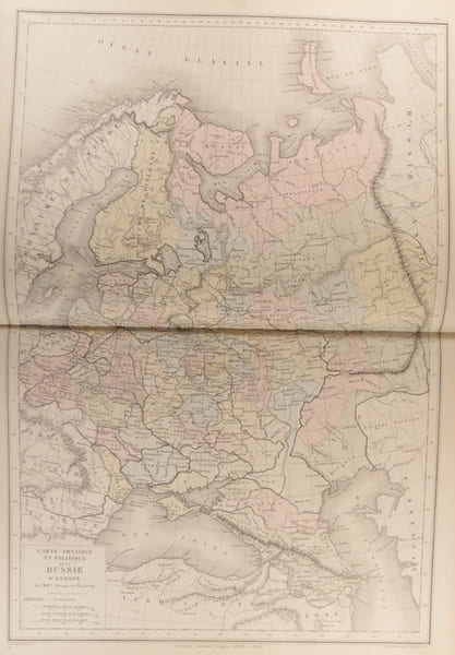Carte physique et politique de la Russie d’Europe. Carte extraite de l'Atlas universel et classique de g&eacute;ographie ancienne, romaine, du moyen &acirc;ge, ...