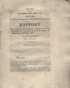 Rapport fait au nom de la commission chargée de l'examen du projet de loi portant fixation du budget des dépenses de l'exercice 1829, par M. Gautier député de la Gironde. Session 1828.