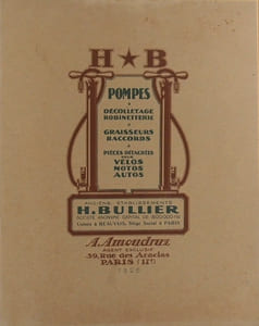 Catalogue des anciens établissements H. Bullier. Pompes pour cycles, motos et autos… Robinets, graisseurs.