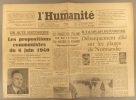 L'Humanité. Nouvelle série N° 254. Organe central du Parti communiste français.. L'HUMANITE 