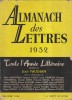 Almanach des lettres 1952, présenté par Jean Paulhan. Avec la collaboration de Marc Blancpain - Georges Charensol - Robert Kanters - Robert Kemp - ...