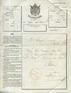 Télégramme envoyé de Segré à Château-Gontier. Cachet rouge de la station de Château-Gontier.