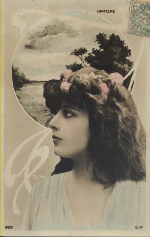 Carte postale représentant l'actrice Lantelme.. LANTELME Photo Reutlinger.