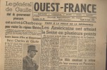 Ouest-France. 1ère année N° 13. Paris à la veille de la délivrance…. OUEST-FRANCE 21 août 1944 