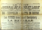 Un Zeppelin abattu en Russie… Les Russes envahissent Koenigsberg…. LE PETIT JOURNAL DE MAINE ET LOIRE 44e année 