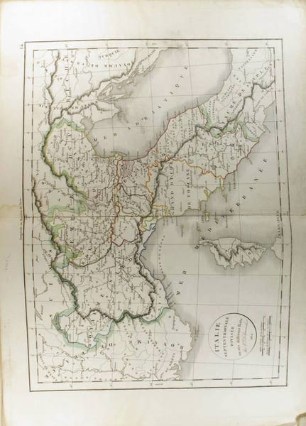 Italie septentrionale divis&eacute;e en ses diff&eacute;rents &eacute;tats. (Carte dress&eacute;e en 1834).. DELAMARCHE F&eacute;lix 
